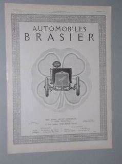 1912 AUTOMOBILES BRAISER FRENCH MAGAZINE AD RIGHT HAND DRIVE ROADSTER