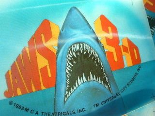 UNIVERSAL STUDIOS JAWS 3 D MOVIE MOTION PICTURE POSTER CARD SIGN SHARK 