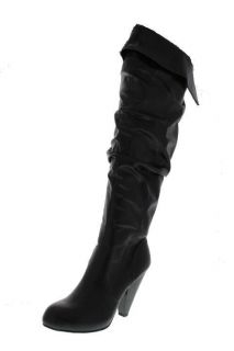 Unlisted NEW Good Tuck Charm Black Fold Over Slouch Thigh High Boots 