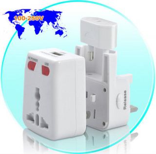 Universal Travel Adapter Converter with UK EU US AU Plug + USB Power 