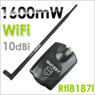   1600mW RTL8187L Wireless 10G USB WiFi Adapter + 10dBi Antenna 1.6W B