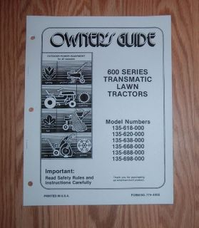 MTD 135 638 000 LAWN TRACTOR OWNERS MANUAL W/ ILLUSTRATED PARTS LIST