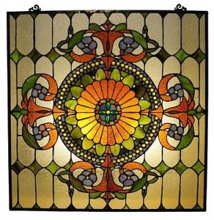 Handcrafted 25 X 25 Square Stained Glass Victorian Window Panel