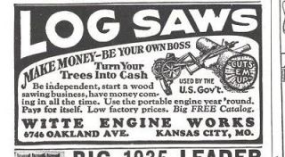 1935 ad a witte engine log saws 