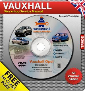Vauxhall Trade workshop Service Repair Manual CD for Agila Antara 