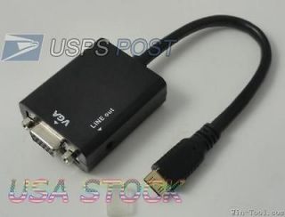 New MINI HDMI TO VGA with Audio Cable Adapter for PC Laptop HD set top 