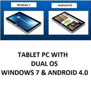 Dual OS Windows 7 Android 4.0 Tablet PC 10 Multitouch Screen Intel 