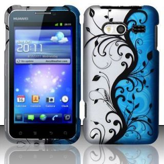  Huawei Activa 4G Rubberized HARD Case Snap Phone Cover Blue Vines