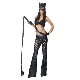 Black Cat Woman Suit Half Mask Bra Pant Glove Costume L Size