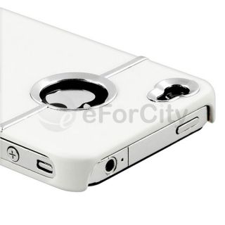 DELUXE Hard White CASE W/CHROME Hole Rear for Sprint Verizon AT&T 