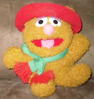 Vintage Fozzie Bear Plush Muppets Character Wearing Hat Scarf 1987 