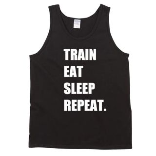 Train Eat Sleep Repeat Cool Work Out Fitness Boot Camp Gym Tank Top T 
