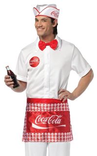 mens coca cola soda jerk retro waiter halloween costume one