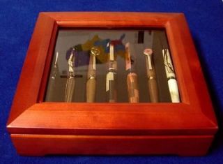 new wood glass top 7 pen display case box time