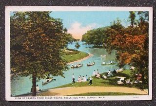 1910s Lagoon Canoe Belle Isle Detroit MI Wayne Co Postcard Michigan