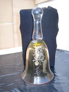 golden 50th wedding anniversary gift glass bell from united kingdom