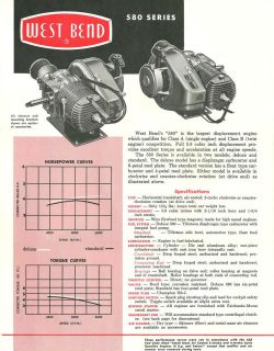 Vintage & Very Rare 1960 West Bend 580 Go Kart Engine Specifications 