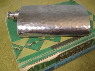Vintage Tin Lined 10 oz Made in West Germany Hammered Silver Flask