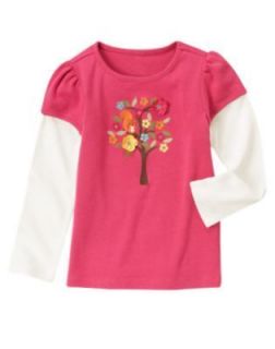 NWT Gymboree WOODLAND FRIENDS 7 Flowers Tree Squirrel Buttons Pink Tee 