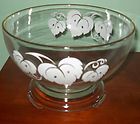 Vintage 1950s Anchor Hocking Grape Leaves Punch Bowl w/Stand