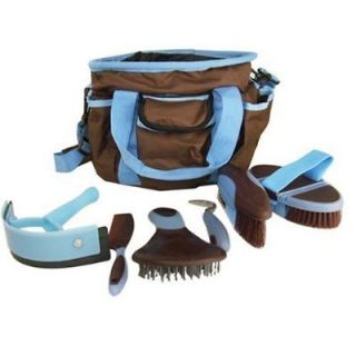 Practical 6PCS Horse Grooming Kit bag Horse Caring Tote Blue Portable 