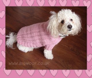 dog pink arun jumper sweater handknitted personalised more options 