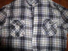 River Island   Blue and White Check Shirt   Small (38 Chest)   Linen