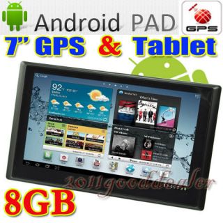   8GB 7 Android 2.3 Tablet PC with GPS Navigation Sat Nav Maps WIFI Pad