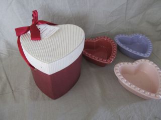 williams and sonoma beaded heart shaped ramekins bowls set of