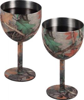 realtree camo wine glasses set of two stainless steel time