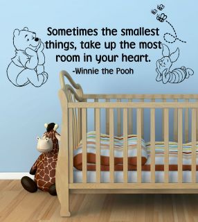 WINNIE THE POOH SMALLEST THINGS HEART WALL ART DECAL STICKER QUOTE 
