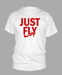   JUST FLY ~ Size LARGE T SHIRT tee shirt wiz khalifa plane hip hop rap