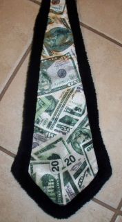 Funny Money Tie Novelty Tie Black Fur Trimmed Million Dollar Tie by 