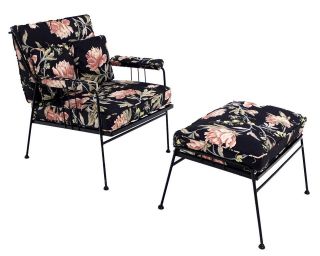 Nice Mid Century Modern Outdoor Lounge Chair and Ottoman Woodard