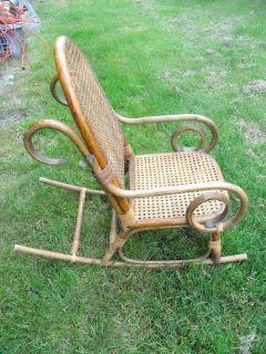 vtg antique childs bent wood cane mesh rocking chair rocker 