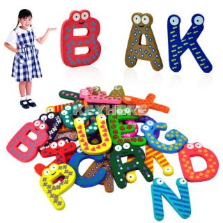 26 Letters Fridge Wooden Magnet Child Toy A Z ABC Educational Alphabet 