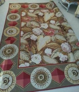 Wool Needlepoint Tapestry Carpet/ Rug Stunning Roses and Medallions ~$ 