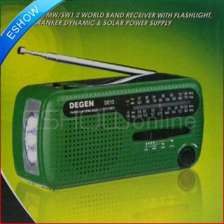 DEGEN DE13 FM MW SW Crank Dynamo Solar Emergency Radio World Receiver