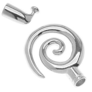 Silver Plated Glue In Sliding Toggle Clasp Large Spiral Fits 6.2mm 