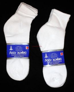 Lot Of 6 Pair White Diabetic Socks Quarter Ankle Style, MEN Size 9 11 