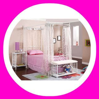 Twin Canopy Bed   Wrought Iron Princess Bed   White   30 day returns 