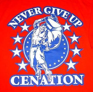 WWE Authentic Wear John Cena Never Give Up Mens Shirt XL 