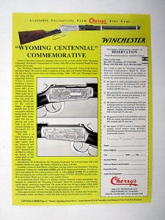 Cherrys Winchester 94 Wyoming Centennial Commemorative 1990 Ad 