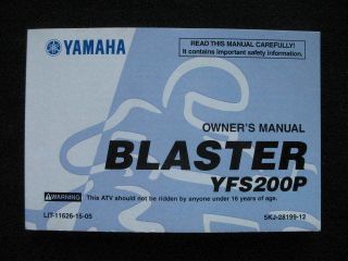 Yamaha 2002 Blaster 200 YFS200 P New Original Owners Manual   Free 