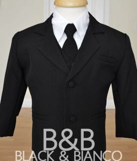 Youth Boys Wedding Formal Black Tuxedo Suit Size 2 3 4 5 6 7 8 10 12 