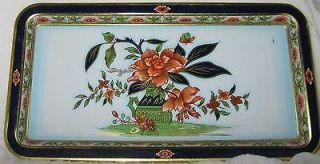   14 by 7 1/2 INCH DAHER DECORATED WARE METAL TRAY GRECO FLORAL DESIGN
