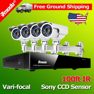 ZMODO 8 Channel DVR 4 Outdoor CCTV Security Camera System Sony CCD 