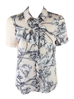 10 Crosby Derek Lam womens floral button front s/s top $520 New