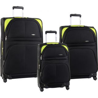 Pierre Cardin Somerset Spinner Black Lime Green 3 Piece Luggage Set $ 