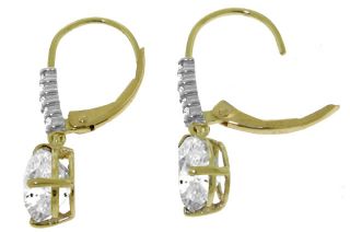   Diamonds Lever Back Earrings Natural White Topaz Gemstone Drops